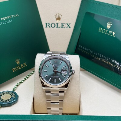 Rolex Datejust 36 NEW 2025 Green Index Dial Stainless Steel Fluted Bezel Oyster