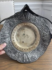 Antique 1910s Silverplate Repousse Cake Basket Sheffield USA Weidlich Bros Mfg 