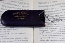 Vintage 19th C Eyeglasses with Leather Case from Boston;   EG186