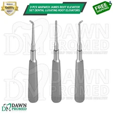 3 Pcs Warwick James Root Elevator Set Dental Luxating Root Elevators German Gr
