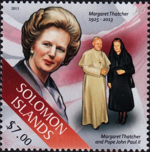 Prime Minister MARGARET THATCHER & Pope JOHN PAUL II Stamp 2013 Solomon ...