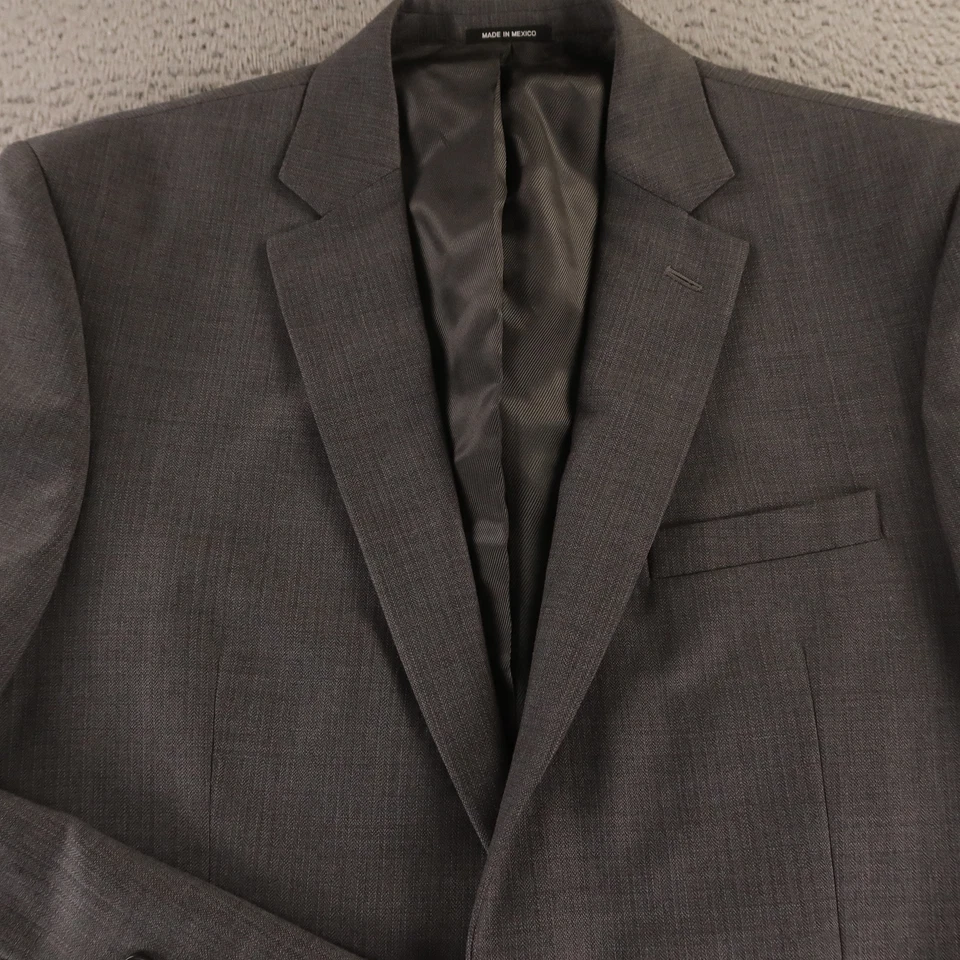 Chaqueta Claiborne M MT Gris Estrecho Espiga Rayas 100% Lana Blazer 40L Foto 2 de 4