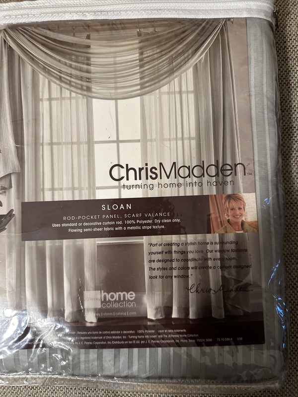 2 Chris Madden Sloan Sheer Panels 54” W X 84”L Color Green Tea Rod Pocket