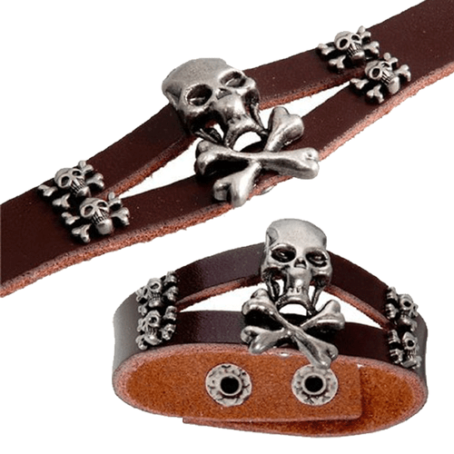 Herren Piraten Totenkopf Lederarmband Farbe Lacklederarmband Armband Geschenk - Bild 1 von 11
