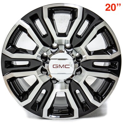4 GMC Sierra HD 2500 3500 8 Lug 8x180 20” Black Machined Wheels Rims ...