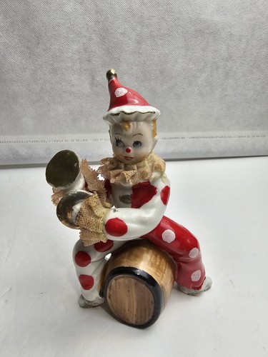 MID CENTURY 1950S VTG Ceramic Boy Clown Lace Trim from Japan - Picture 2 of 12