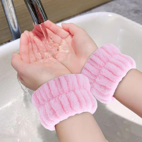 2 Pcs Coral Fleece Spa Face Washing Wristbands Absorbent Fluffy Wrist Towels - Picture 10 of 16