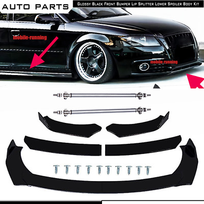 For Audi RS3 8Y Sedan 2017-2019 Front Bumper Lip Spoiler Splitter Strut Rod