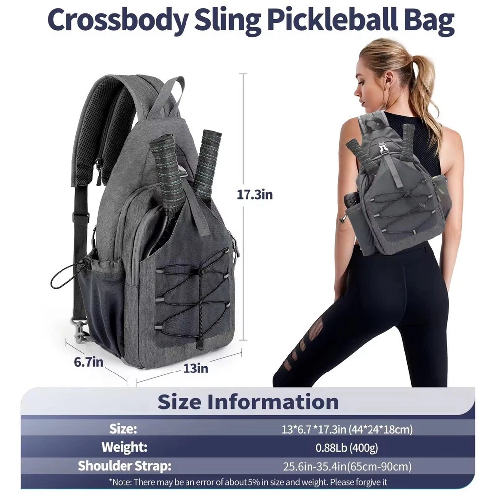 Pickleball Bag Backpack Or Crossbody Sling For Men Or Women Black Pickleball Bag Backpack Or Crossbody Sling For Men Or Women Black