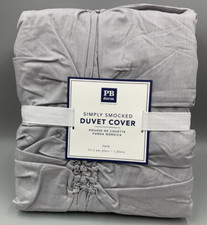 Pottery Barn Teen Dorm Simply Smocked Duvet Cover Light Gray Twin N13