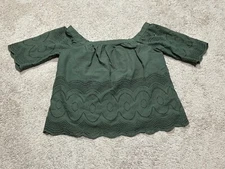 Daniel Rainn Womens Shirt Size Medium Green Off The Shoulder Lighweight Accents