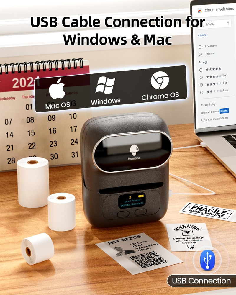 M110 Bluetooth Thermal Label Printer for Business Address Tags