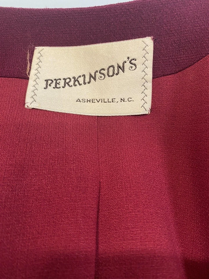 Vintage Dress SIZE LARGE red burgundy HERBERT LEVY ASHEVILLE NC 40s 50s - Image 3 of 4