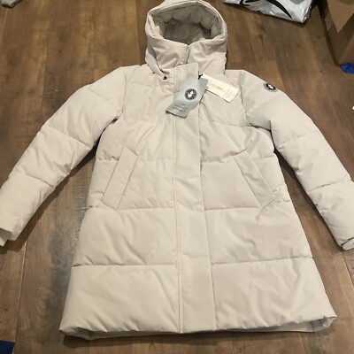 Save The Duck Artic Bethany Hooded Parka Size 4/XL Cream Beige NEW
