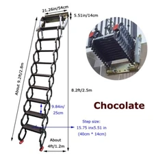 Chocolate Folding Loft Ladder Stairs Black for Decorative House Step Al-Mg Alloy