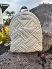 Michael Kors Abbey Quilted Leather Backpack Light Gray Medium