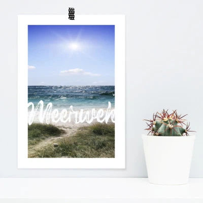 JUNIWORDS Poster "Meerweh" Geschenk Geburtstag urlaub maritim DIN A4 A3 A2 A1 - Bild 1 von 3