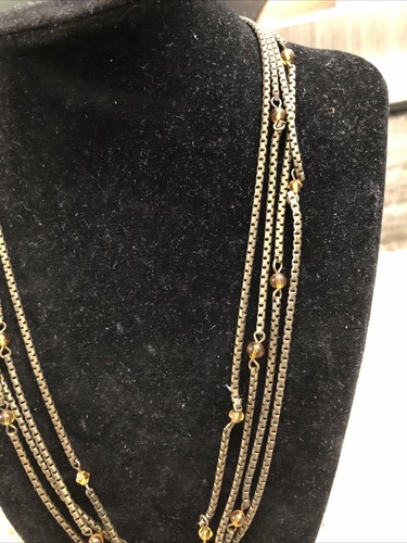 Coldwater Creek Bronze Triple Strand Necklace w/ Faceted Acrylic Pendant - Picture 4 of 14