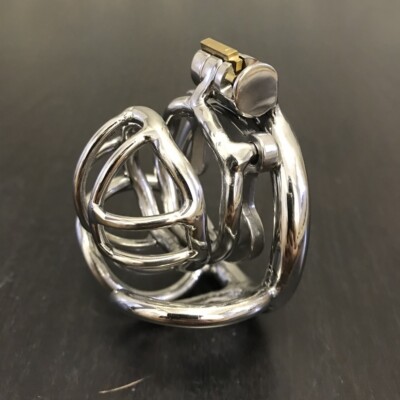 Male Chastity Cage Stainless Steel Device Men Metal Lock Belt Anti-Off Clamp