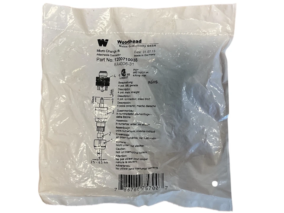 Woodhead Brand Connectivity Attachable Micro-change Male Connector 1200710038 - Image 2 of 2