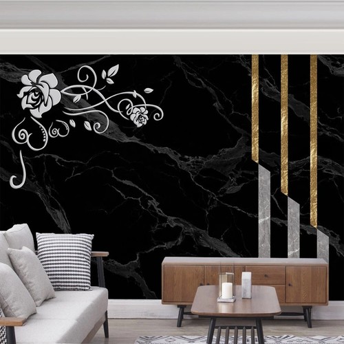 Vlies Fototapete Wandtapete Wandbilder Luxus Marmorrelief Blumen 2197 - Picture 5 of 5