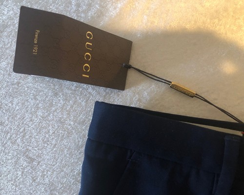 NWT Gucci Bee Web Stretch Gabardine Navy Blue Trouser Pants 46EU/30US $680.00 - Picture 6 of 12