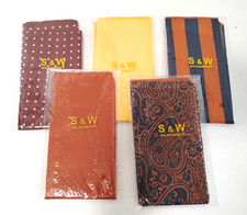 Shlax  Wing Mens Pocket Square Handkerchiefs Autumn Colors 12" Lot of 5 NIP