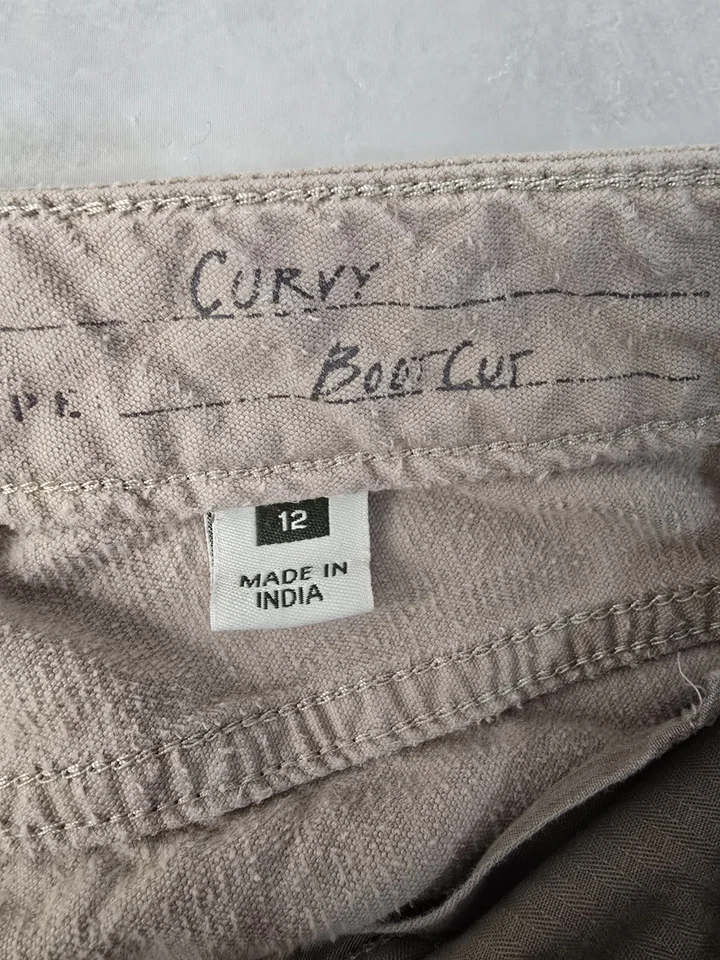 Eddie Bauer Corduroy Pants Neutral Khaki Cotton Stretch Mid Rise Bootcut 12 - Image 4 of 4