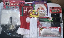 Santa Costume Accessories Set Hat Belt Boot Covers Eyebrows  Glasses Gloves Bell
