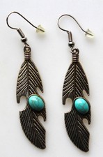 Turquoises Bleues Taille Ovale Cabochon - Boucles d'Oreilles Argentées