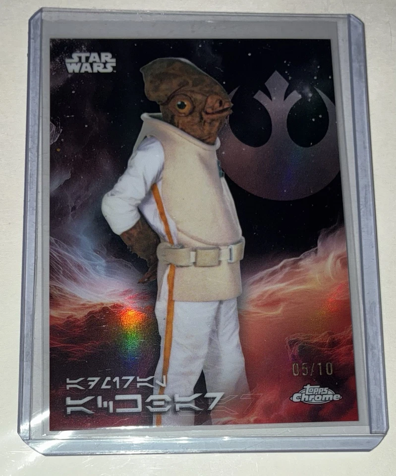2025 Topps Chrome Star Wars AV-1 Admiral Ackbar Black Refractor Aurebesh  /10 - Image 4 of 4