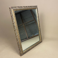 Vintage Freestanding Mirror Gold Gilt Wood Frame Portrait Dressing Tabletop