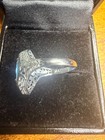Vintage Antique Art Deco Filigree Ring Blue White Gold A&S Arnold Steere Signed — photo 5