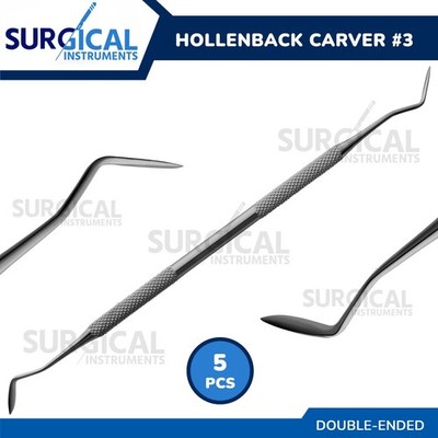 5 Pcs Double Ended Hollenback Carver #3 - Oral Dental Instruments German Grade