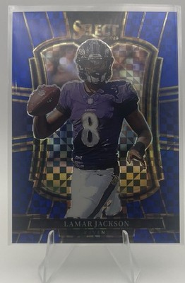 2025 Select Lamar Jackson 160 Premier Level Blue Prizm /175 Ravens Football Card