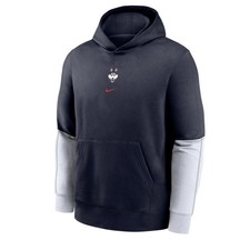 Nike UConn Huskies Sideline Fleece Pullover Hoodie Sweatshirt Blue Youth Sz M