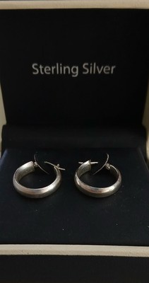 Sterling Silver Small Hoop/Huggies  Earrings, marked 925, measures 5/8'', In Box