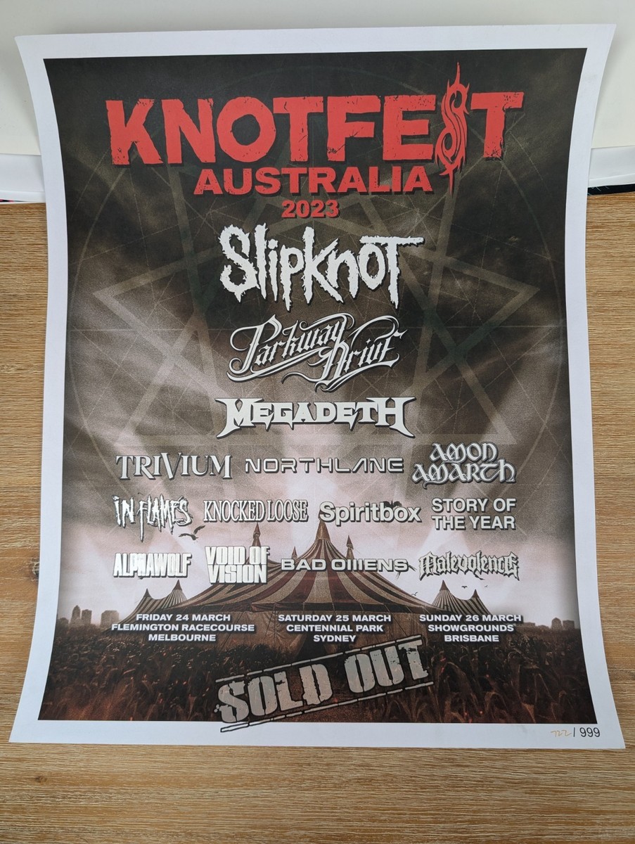 Slipknot Knotfest Australia 2023 Poster Parkway Drive Megadeth