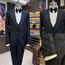 Men Suits Sets 3pcs Slim Fit Wedding Tuxedos Single Breasted Jackets Vest Pants