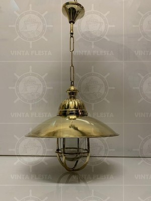 Set of 3 Art Deco Inspired Brass Hanging Pendant Light with Canopy and Shade