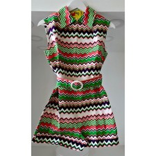 VINTAGE NEW 1960's Multicolor Waist Tie Romper Size 16 Made in Japan