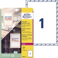 2-20X Avery Zweckform Hinterglas-Etiketten, 210 X 297 Mm, Weiß Spare Bis Zu 22%