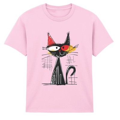 T-Shirt buntes Kritzeln Cartoon Katze Jungen Mädchen Kinder künstlerisches Kätzchen Geburtstagsgeschenk