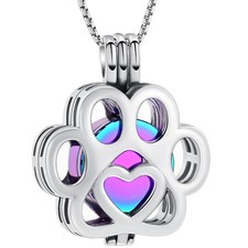 Pet Cremation Jewelry For Ashes For Dog/Cat Paw Stainless Steel Memorial Lock...