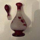 Vintage Bohemian Frosted Glass Ruby Flashed Bird Decanter w/ Stop — photo 3