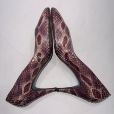 Vintage Stuart Weitzman Leather Snakeskin Print Burgundy Pumps Heels 7.5