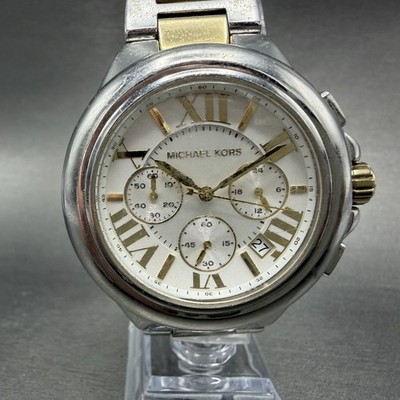 Michael Kors Camile Chrono Watch Women 43mm White Dial Two Tone Date MK-5653 ABC