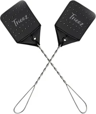Trieez 2 Pack Sturdy Leather Fly Swatter - 17.5” Heavy Duty Black-2 