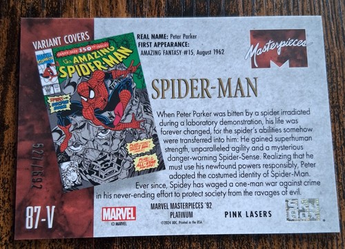 SPIDER-MAN 87V 2024 Marvel Masterpieces 92 Platinum VARIANT COVER PINK LASER 🔥 - Picture 4 of 6