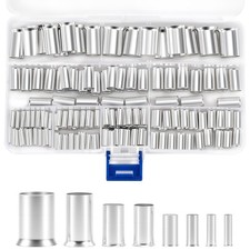 166Pcs Wire Ferrules Kit, Silver Copper Crimp Terminals 8 AWG sizes 12-2/0...